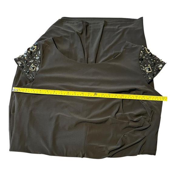 Eliza J 16W NWT Black Embellished Sleeve Ruched Christmas Party Cocktail Dress - Picture 9 of 16